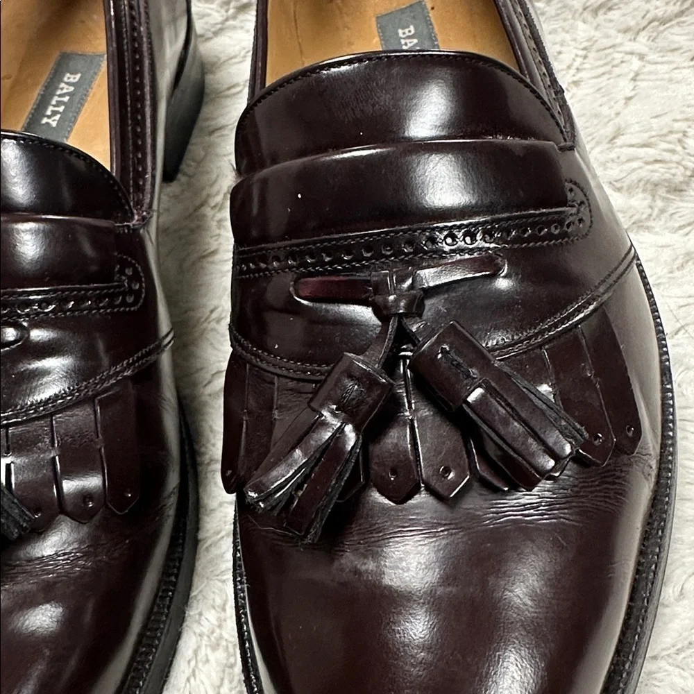 Bally Moresco Brown Leather Tassel Fringe Loafer Shoes Size 10 D, Made in Italy